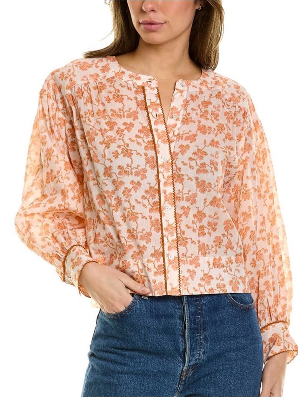 Joie Floral Button-Front Blouse - Small